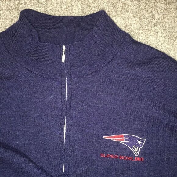 Woman’s New England Patriots Blue Super Bowl Wool lined T neck lined sweater XL - Picture 5 of 5